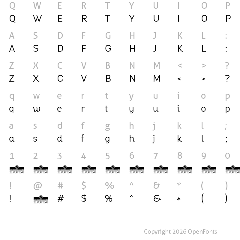 Character Map of Altair Light