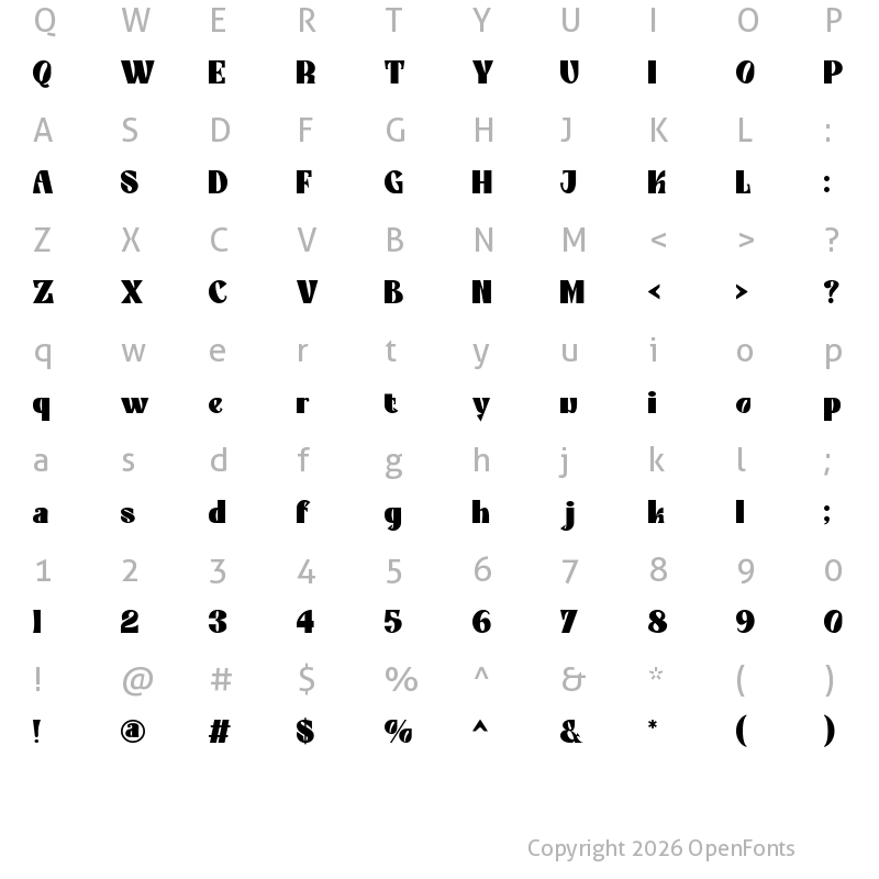 Character Map of Altergo Display Regular