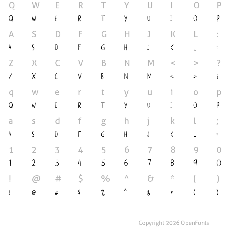 Character Map of ALTERNATIVE ROCK Regular