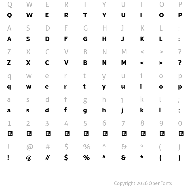 Character Map of Altersan Trial Bold