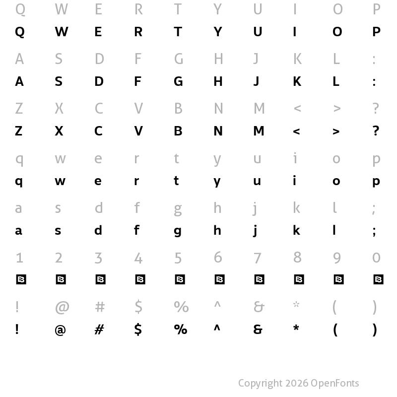 Character Map of Altersan Trial Semi Bold