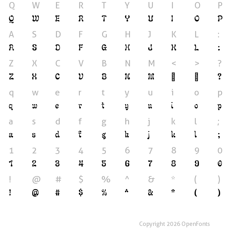 Character Map of Alugu Regular