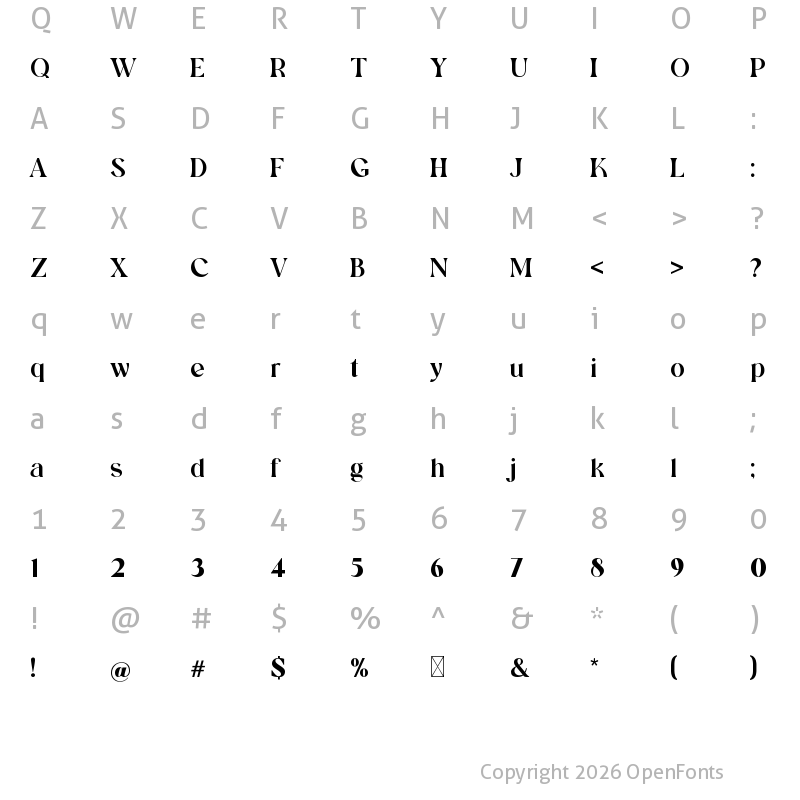 Character Map of AluvionDisplay Regular