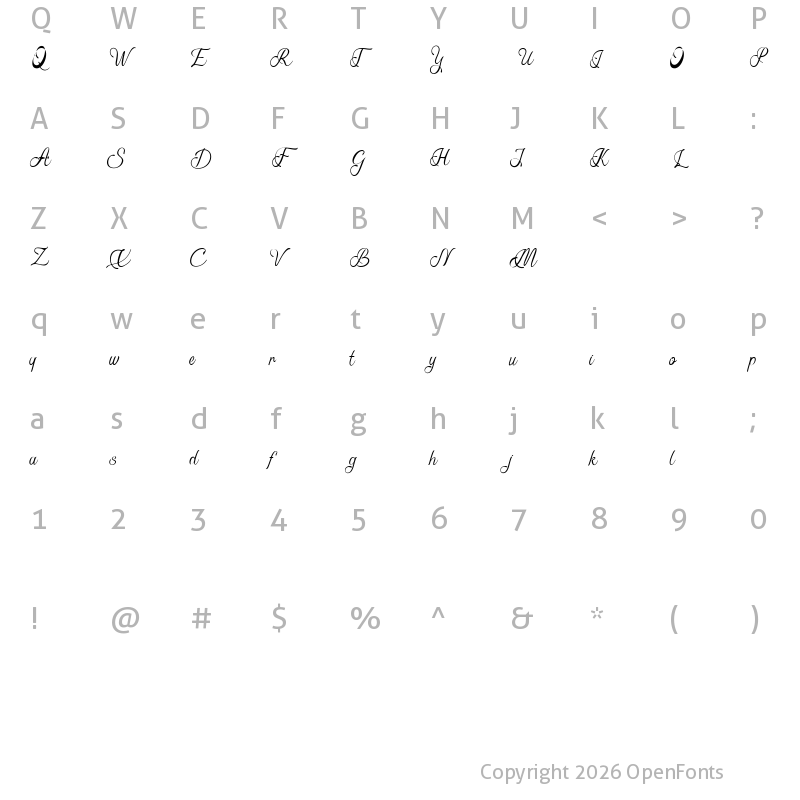Character Map of Alvenda Regular