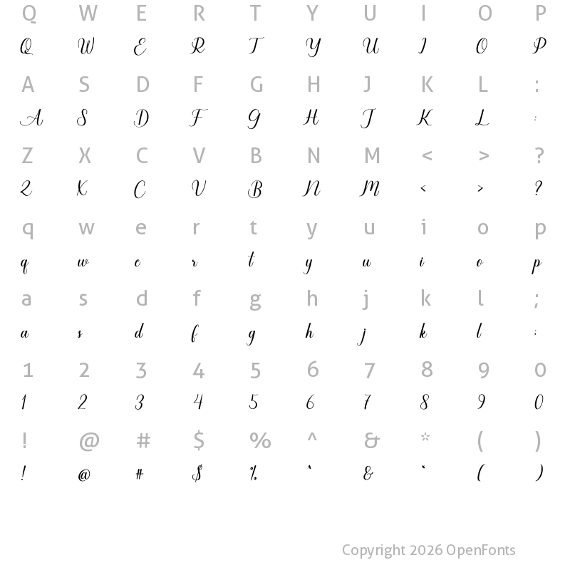 Character Map of Always Smile Regular