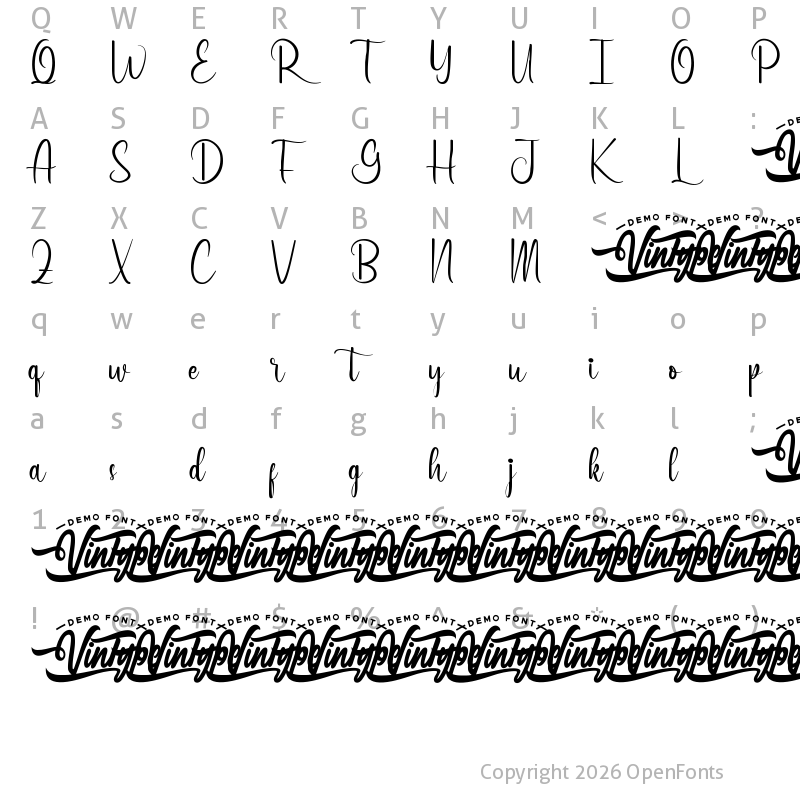 Character Map of Always There Demo Regular