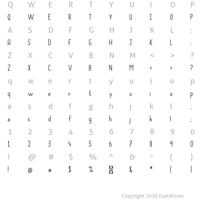 Character Map of Always Together Regular