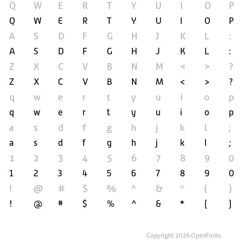 Character Map of Alwyn New Regular