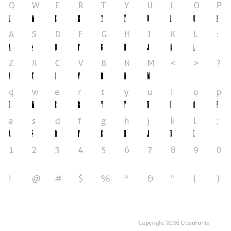 Character Map of Alycidon Condensed