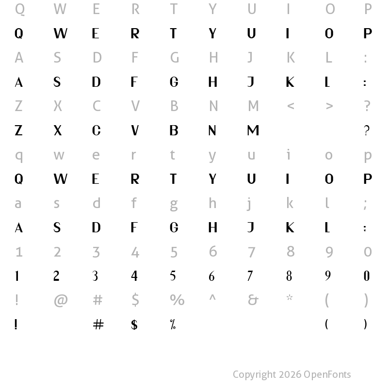 Character Map of ALYSHEN Regular