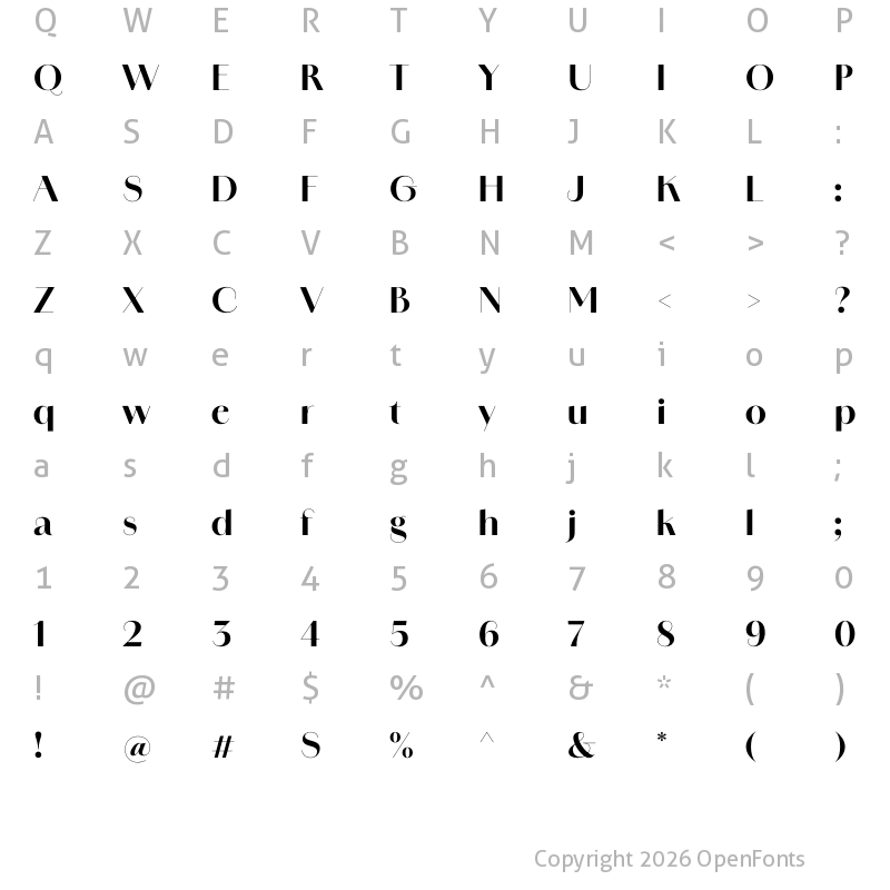 Character Map of Amandine Bold