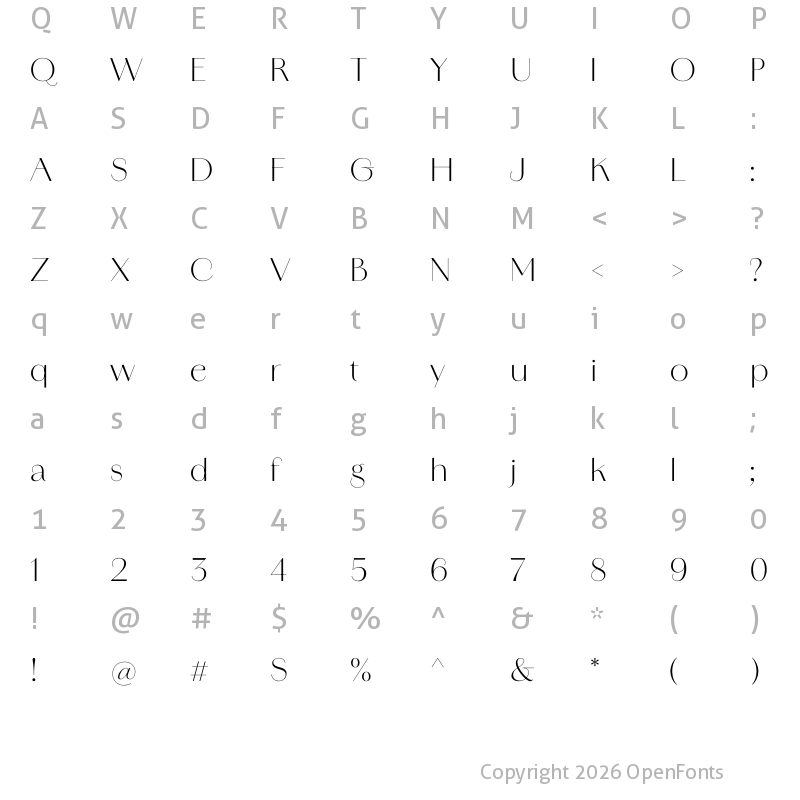 Character Map of Amandine Light