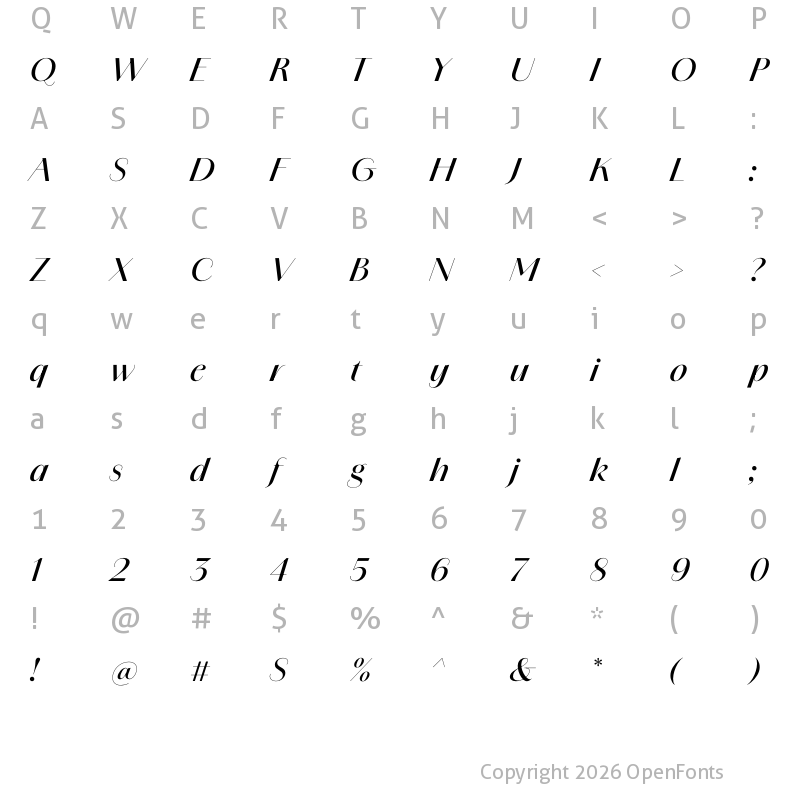 Character Map of Amandine Medium Italic