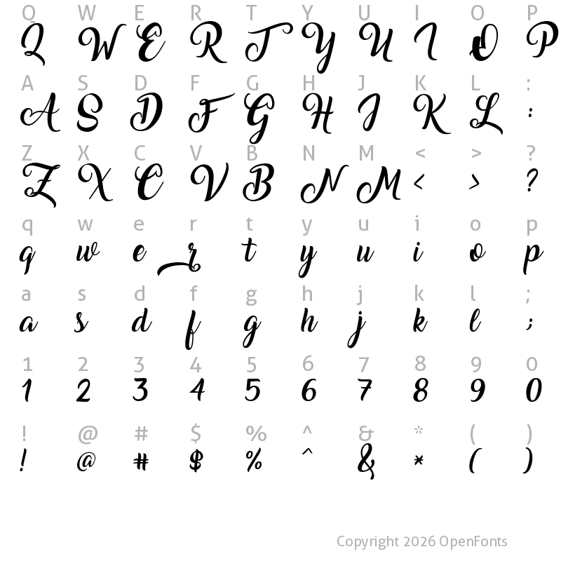 Character Map of Amarillo Regular