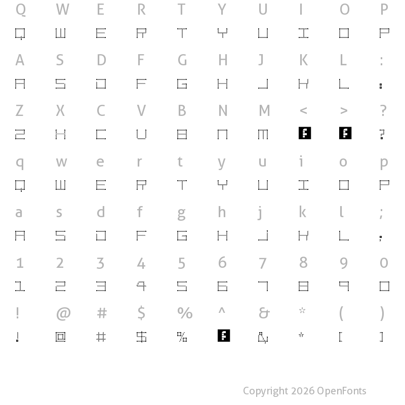 Character Map of Amaya Technical Etching Regular