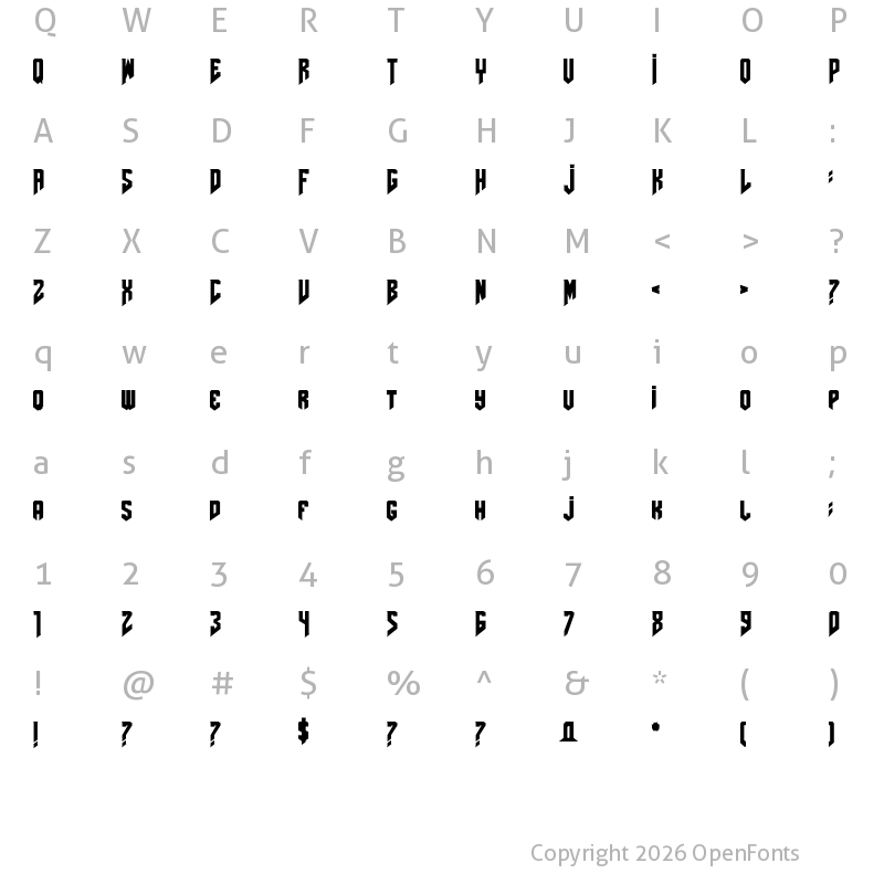 Character Map of AmazDooMLeft2 Regular