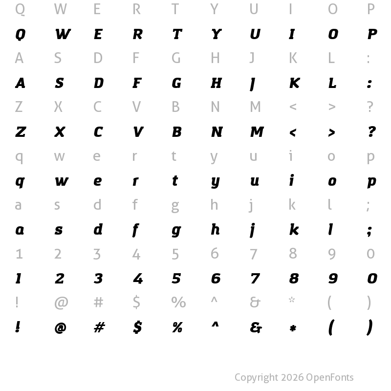 Character Map of Amazing Grotesk Ultra Italic