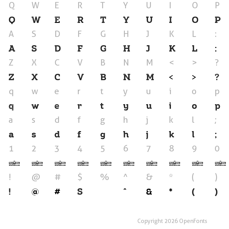 Character Map of Amazing Slab Trial Inline Bold
