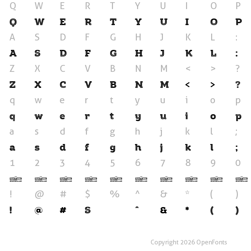 Character Map of Amazing Slab Trial Inline Extrabold