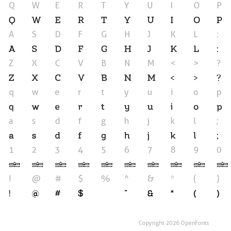 Character Map of Amazing Slab Trial Inline Medium