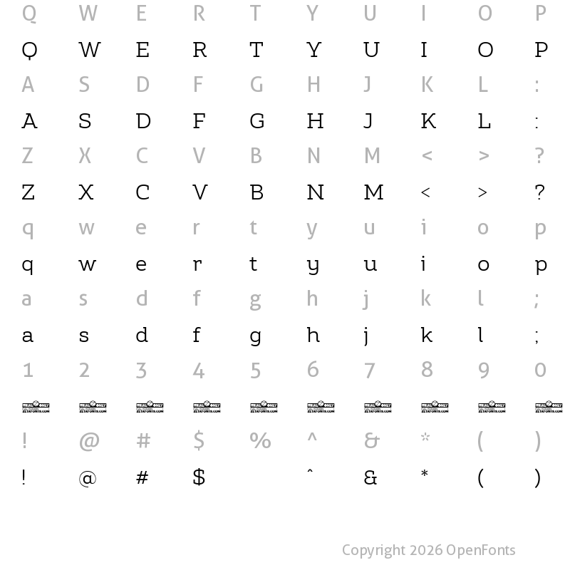 Character Map of Amazing Slab Trial Regular