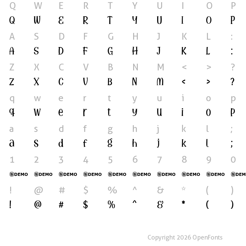 Character Map of Amazingly Beautiful Regular