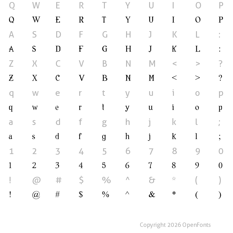 Character Map of Amaz?nica Regular