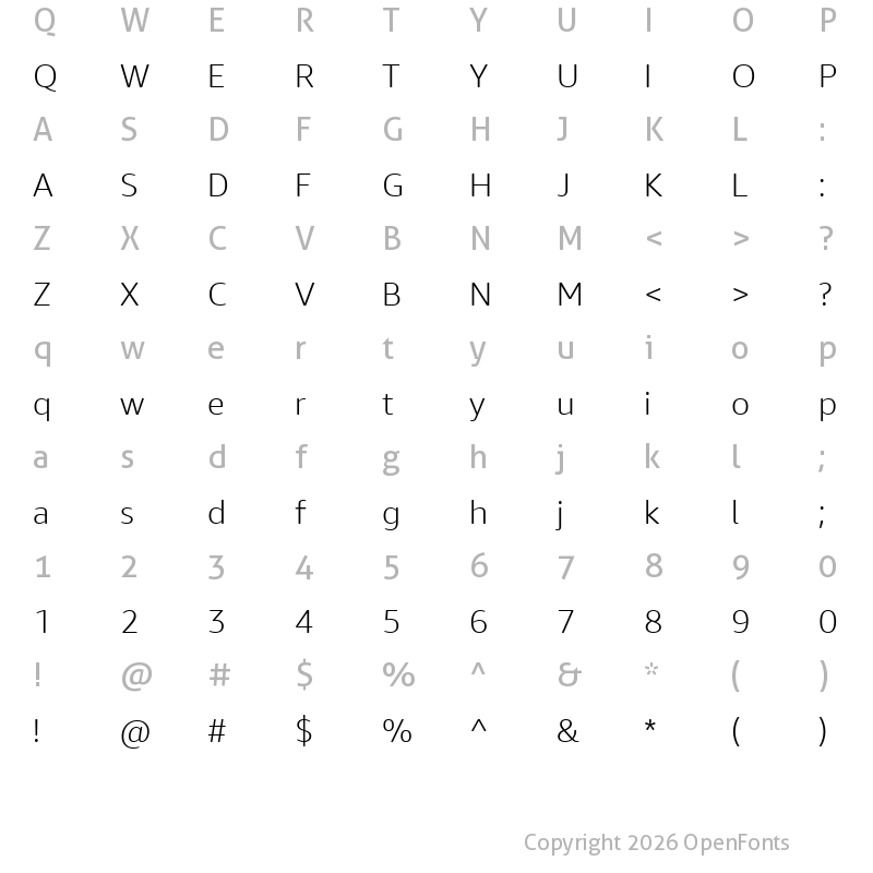 Character Map of Amazon Ember Display Light