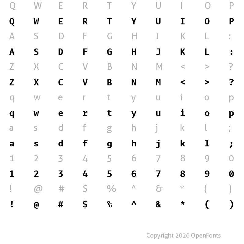 Character Map of Amazon Ember Mono Bold