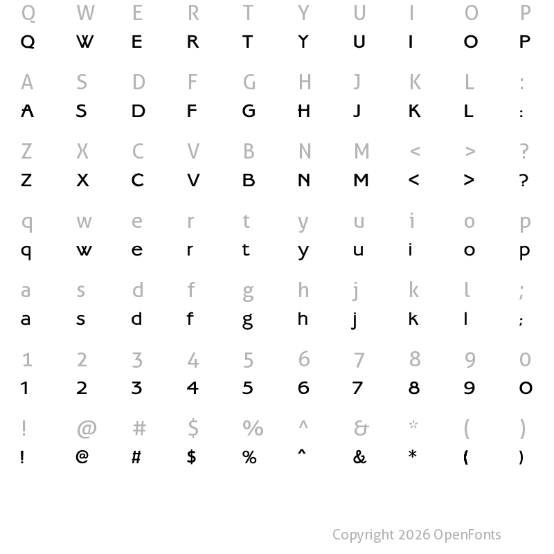 Character Map of Ambassadore Regular