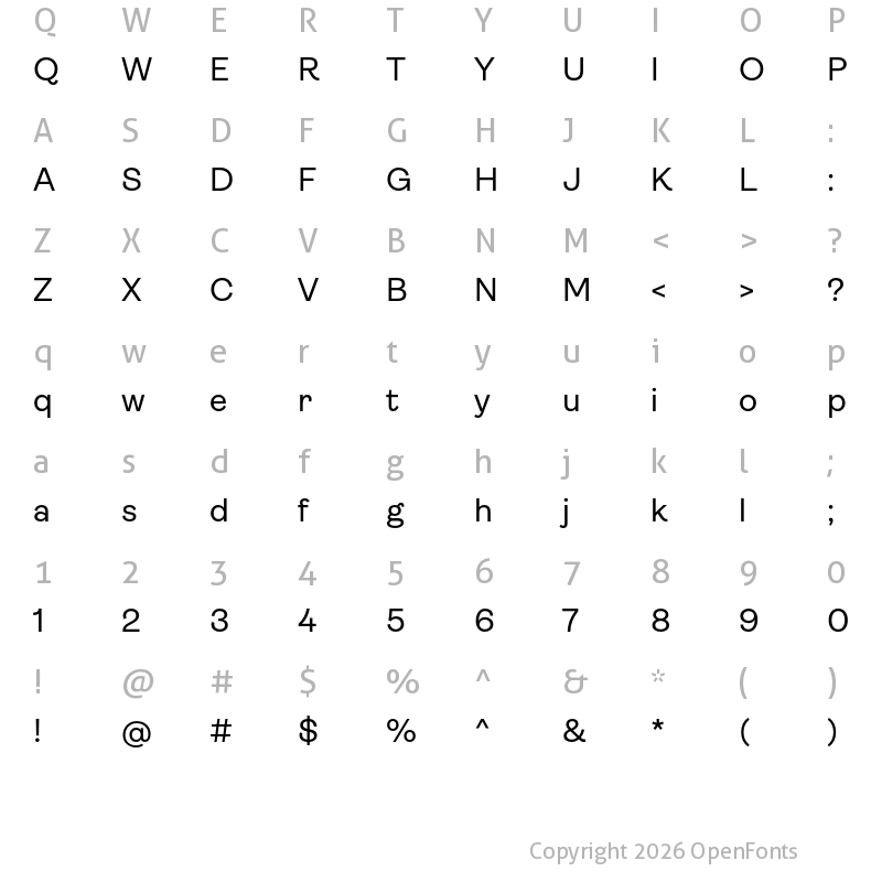 Character Map of Ambit Regular