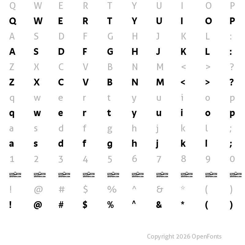 Character Map of Ambra Sans Trial Bold