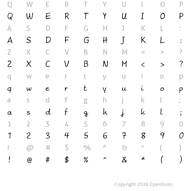 Character Map of Amelies Zettelwirtschaft AH Regular