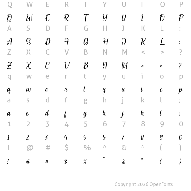 Character Map of Ameratta Jungkun Regular