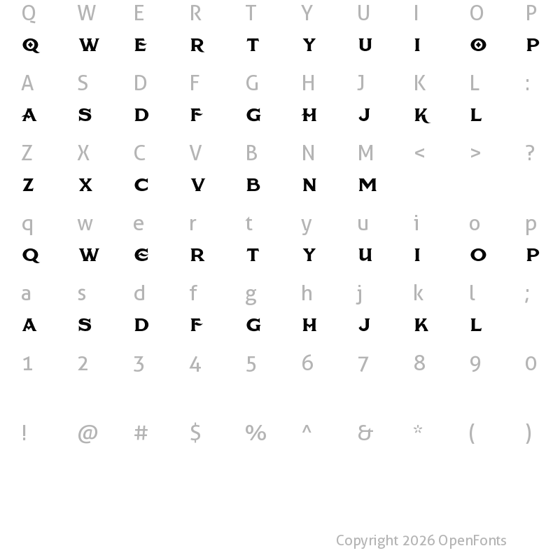 Character Map of American Brewery Rough Demo Regular