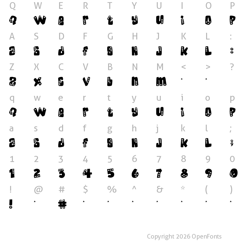 Character Map of American Donuts Regular