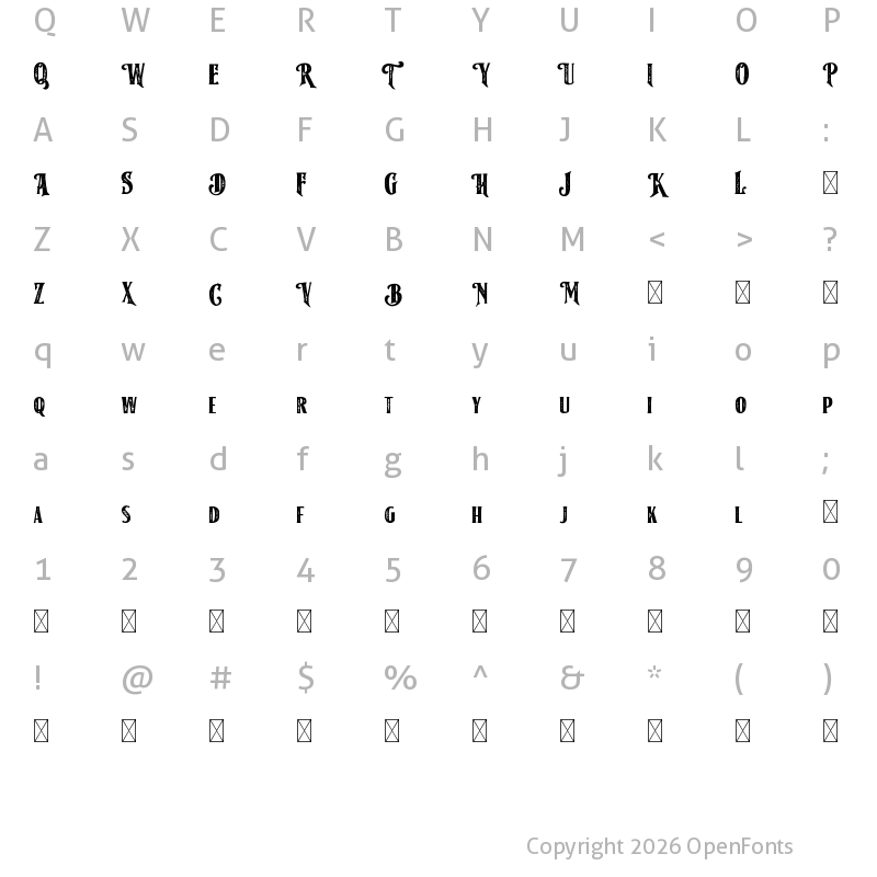 Character Map of American Label Rough Regular