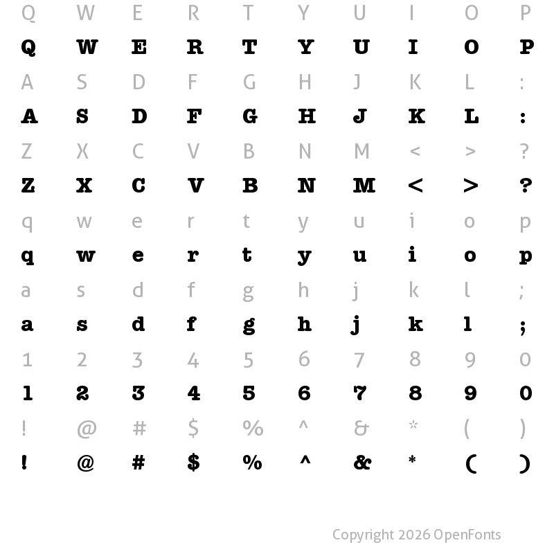 Character Map of American Typewriter BQ Regular