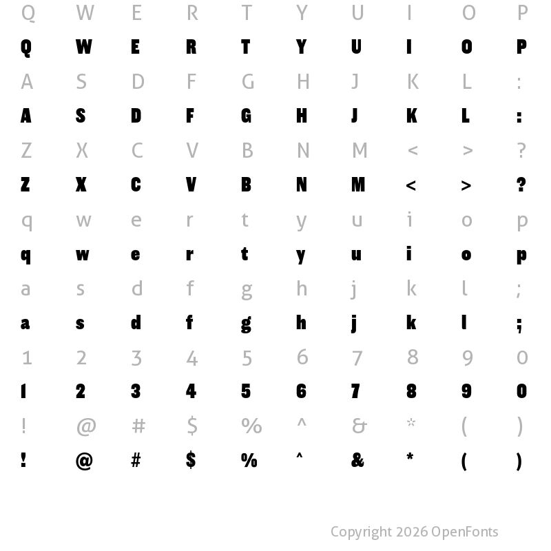 Character Map of Americane Condensed Black