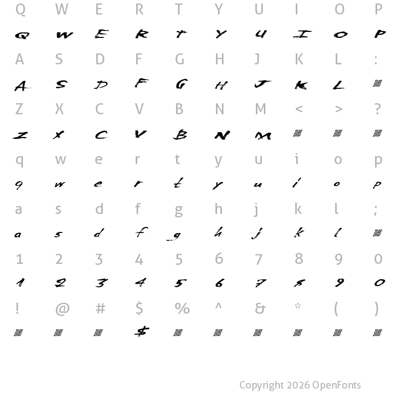 Character Map of AmericanLights Regular