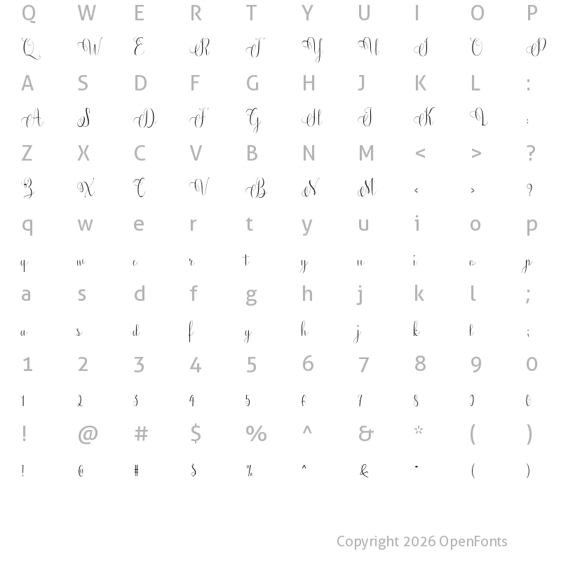 Character Map of Amidah Regular