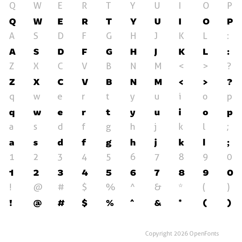 Character Map of Amifer ExtraBold