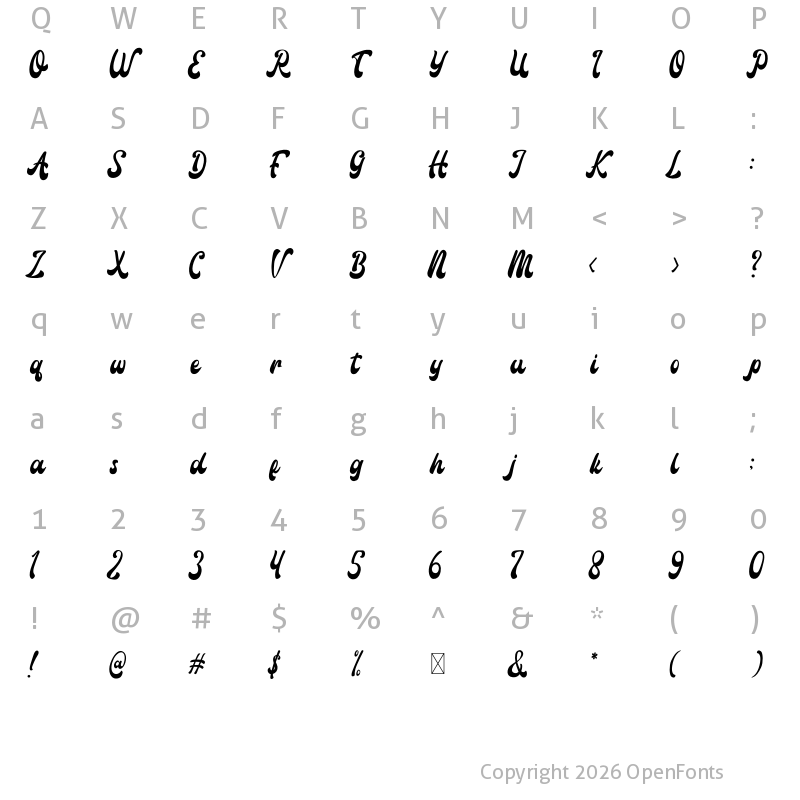 Character Map of Amigos Script Regular
