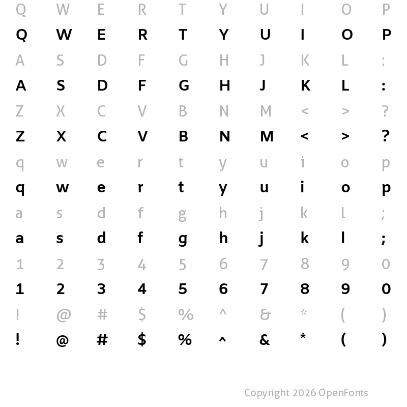 Character Map of Amiko Bold