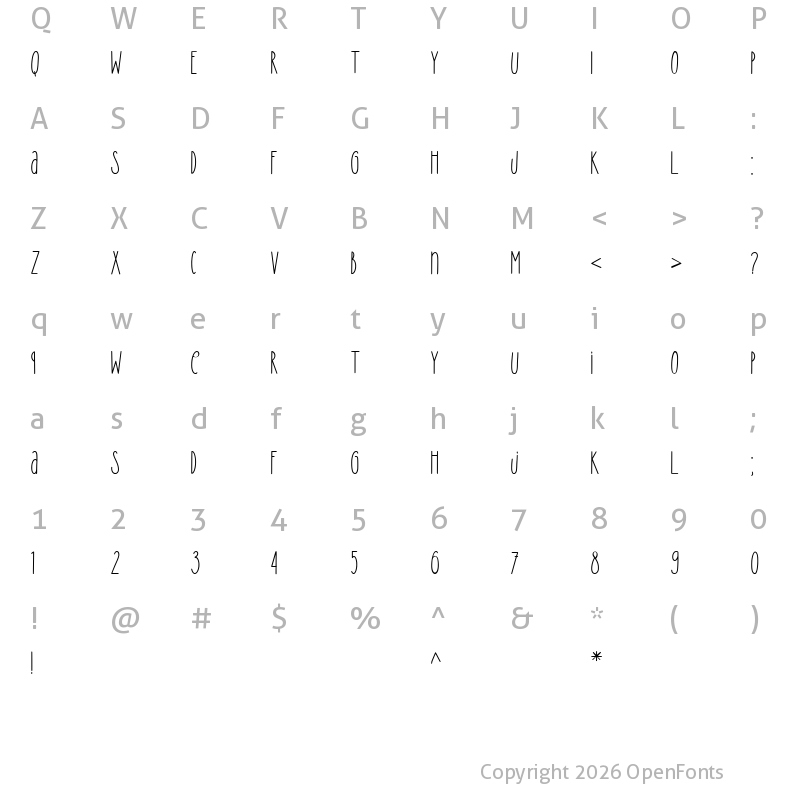 Character Map of Amila Cuties Regular