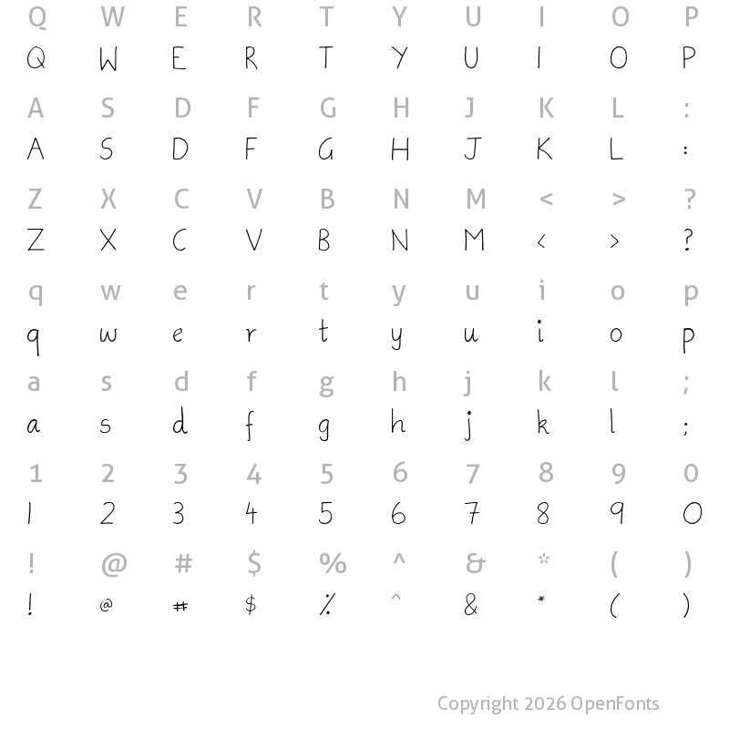 Character Map of Ammys Handwriting Regular