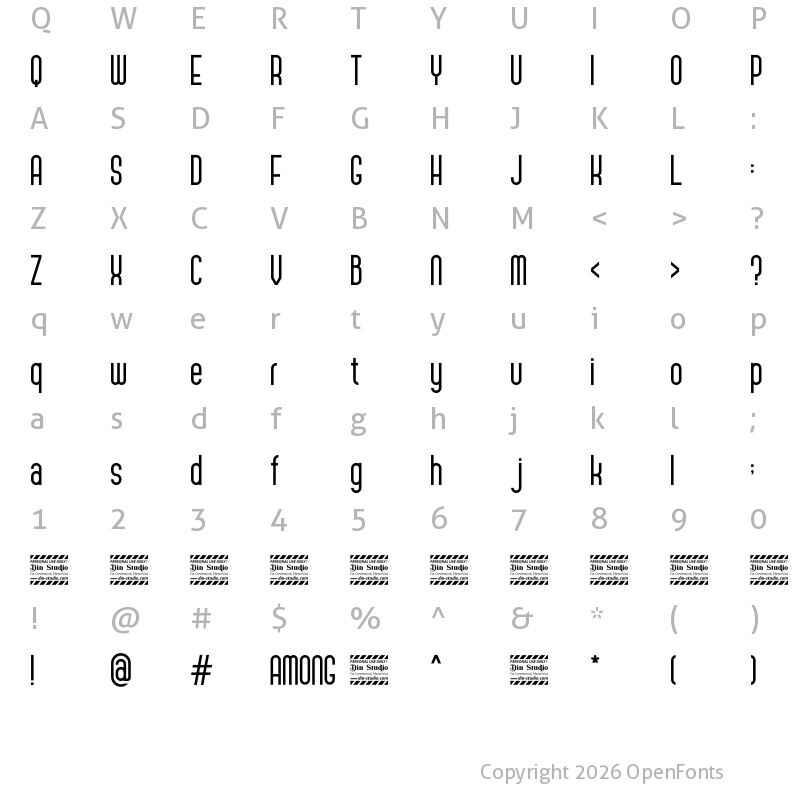 Character Map of Among Personal Use Regular