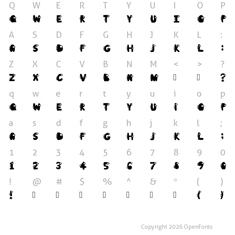 Character Map of Among Us Filled Regular