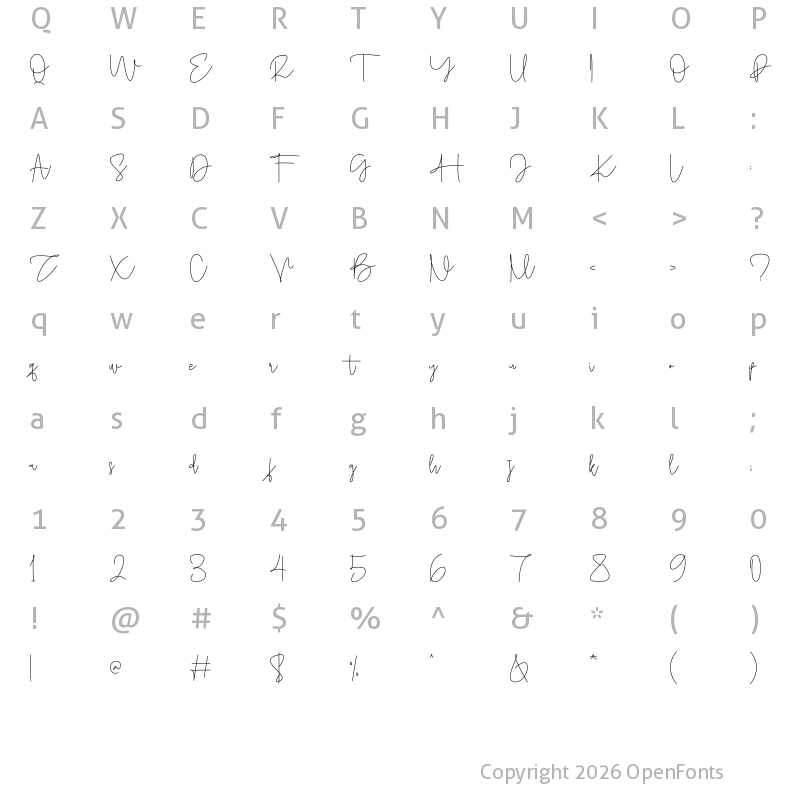 Character Map of Amontiny Signature Regular
