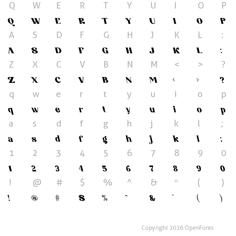 Character Map of Amore Kiena Oblique